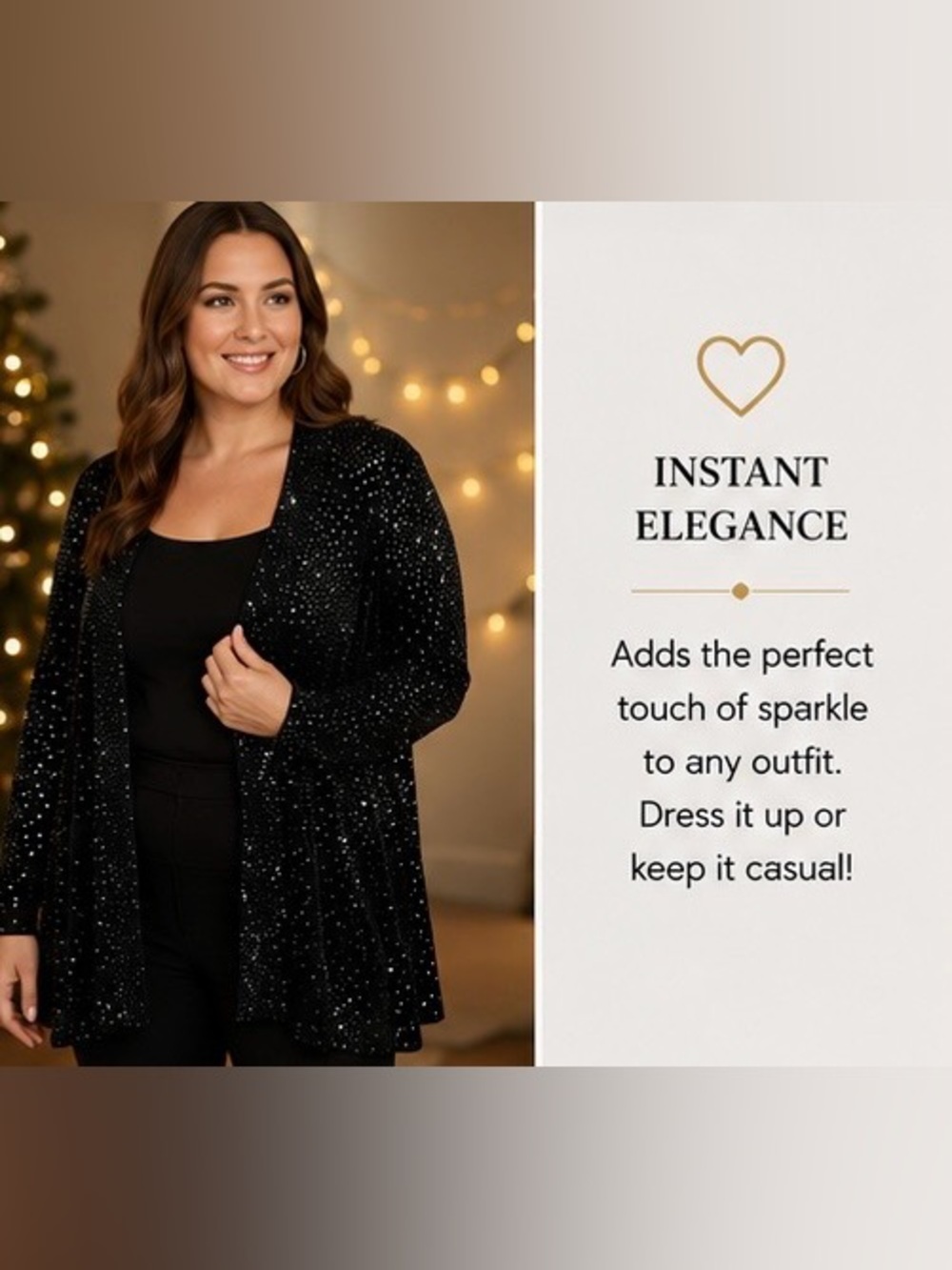 Casual Corner Black Silver Glitter Cardigan Size 1X Holiday